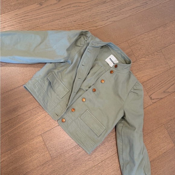 Boden Light Olive Cropped Utility Jacket with Puff Shoulders - Picture 2 of 3